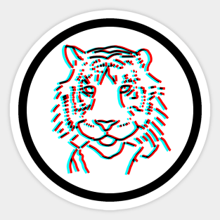 Minimal Animals Tiger Face Glitch Sticker
